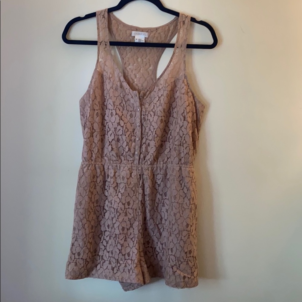 Pink Lace Racerback Romper